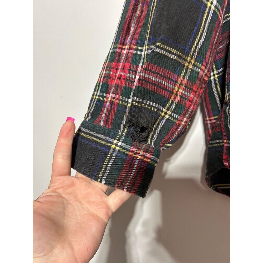 L.L. Bean Men Size XL Long Sleeve Plaid Button Front Made in USA Shirt Damage - Picture 6 of 8